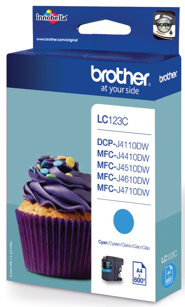 Brother inktcartridge, 600 pagina&apos;s, OEM LC-123C, cyaan afbeelding