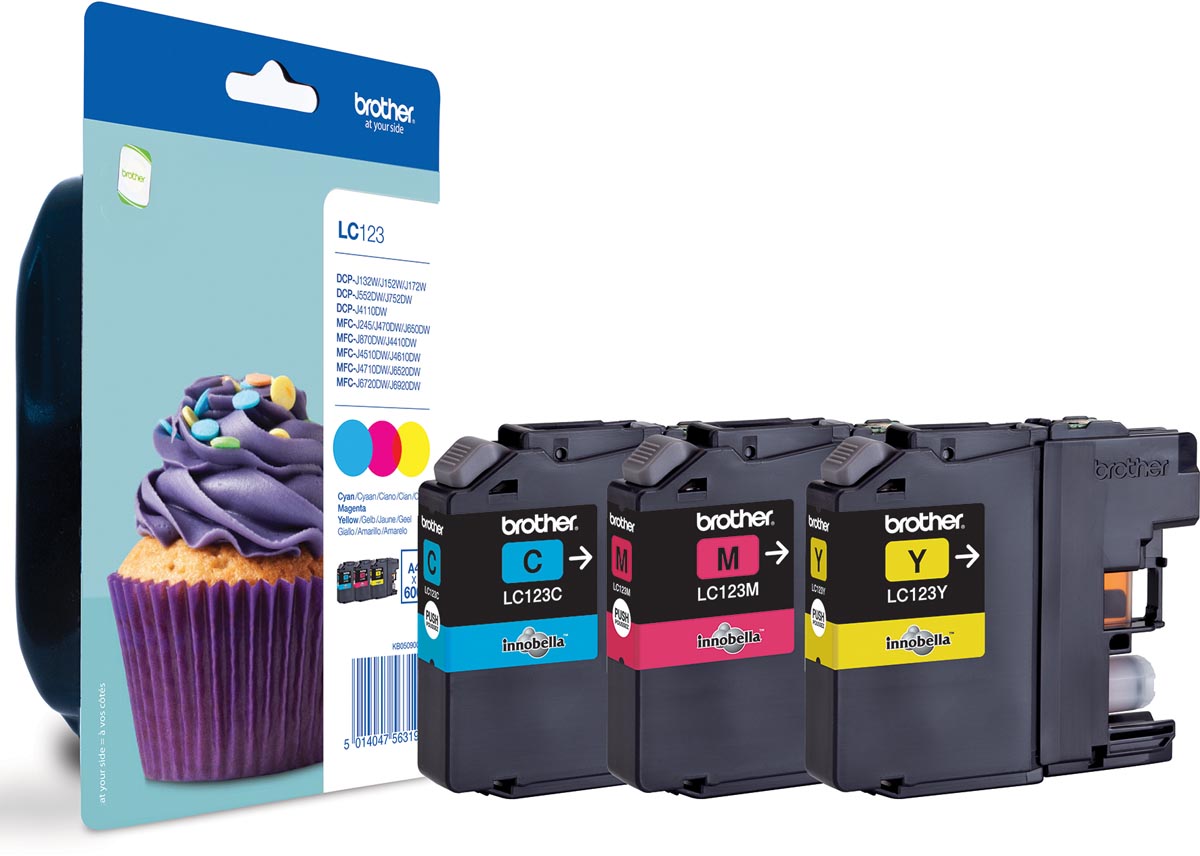 Brother inktcartridge, 600 pagina&apos;s, OEM LC-123RBWBP, 3 kleuren afbeelding