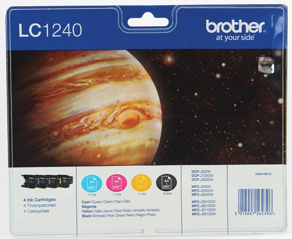 Brother inktcartridge, 600 pagina&apos;s, OEM LC-1240VALBP, 4 kleuren afbeelding