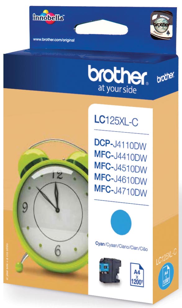 Brother inktcartridge, 1.200 pagina&apos;s, OEM LC-125XLC, cyaan afbeelding