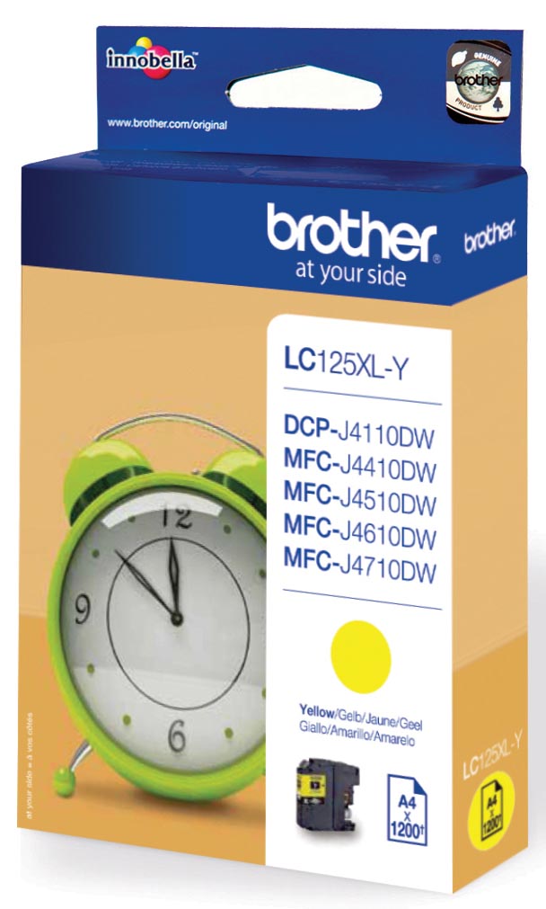 Brother inktcartridge, 1.200 pagina&apos;s, OEM LC-125XLY, geel afbeelding