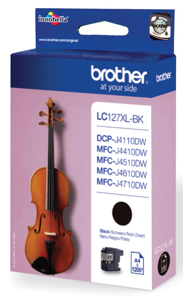 Brother inktcartridge, 1.200 pagina&apos;s, OEM LC-127XLBK, zwart afbeelding