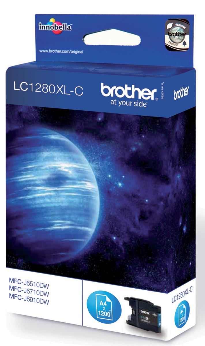Brother inktcartridge, 1.200 pagina&apos;s, OEM LC-1280XLC, cyaan afbeelding