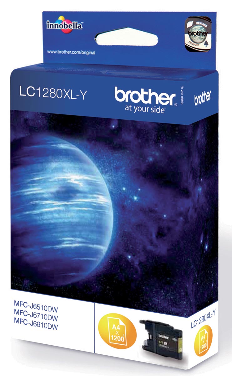 Brother inktcartridge, 1200 pagina&apos;s, OEM LC-1280XLY, geel afbeelding