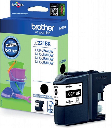 Brother inktcartridge, 260 pagina's, OEM LC-221BKBP, zwart