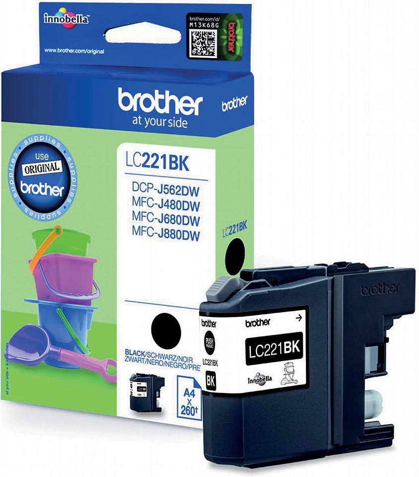 Brother inktcartridge, 260 pagina&apos;s, OEM LC-221BKBP, zwart afbeelding