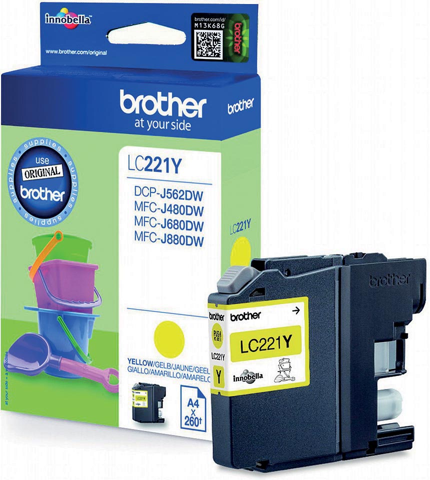 Brother inktcartridge, 260 pagina&apos;s, OEM LC-221YBP, geel afbeelding
