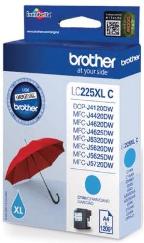 Brother cartouche d'encre, 1.200 pages, OEM LC-225XLC, cyan