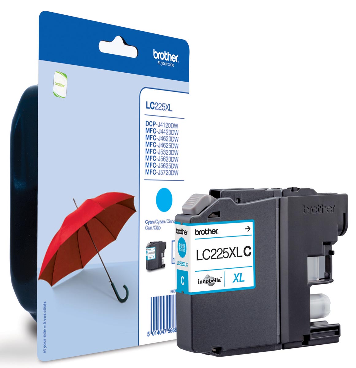 Brother inktcartridge, 1.200 pagina&apos;s, OEM LC-225XLC, cyaan, op blister afbeelding