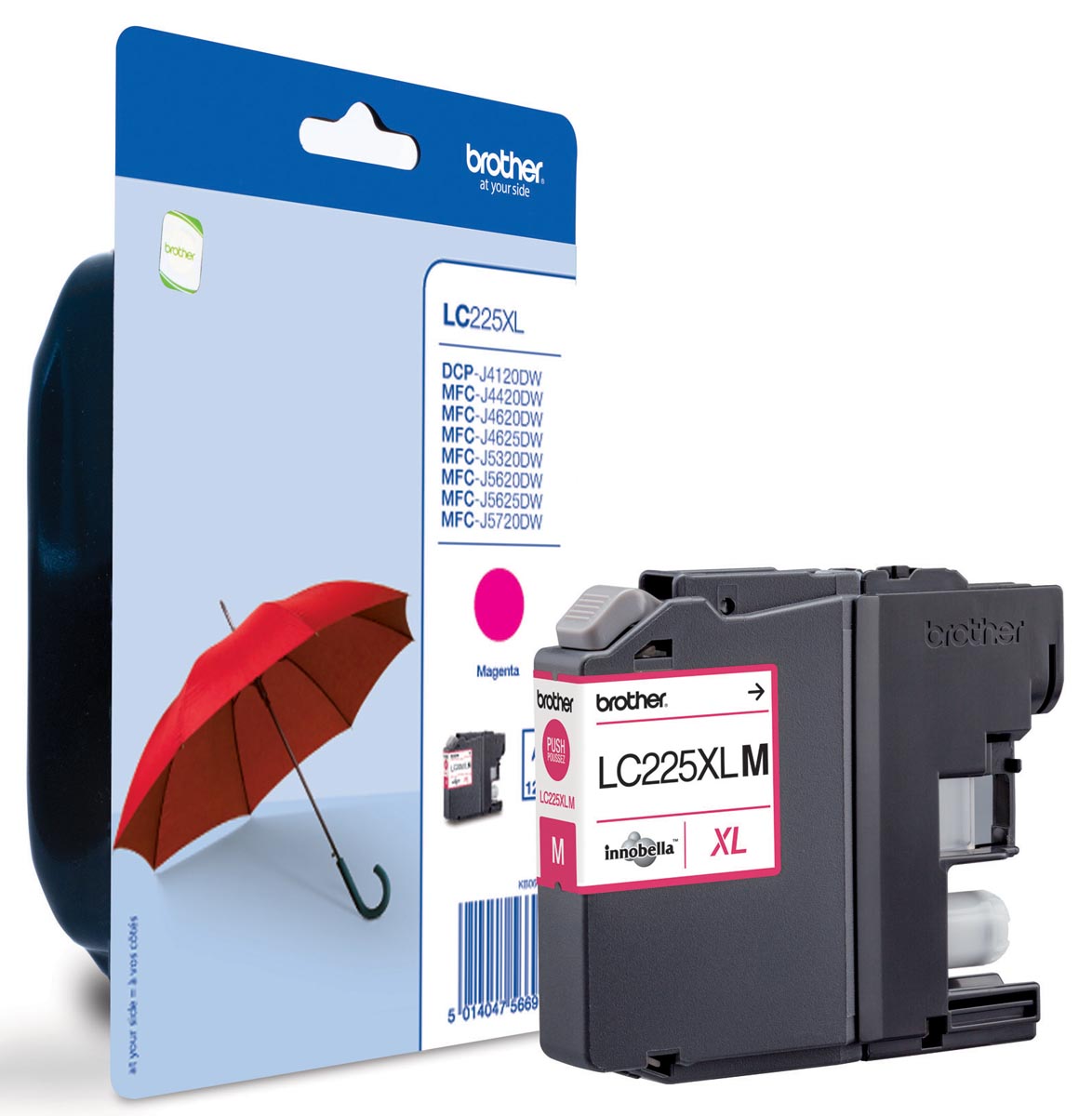 Brother inktcartridge, 1200 pagina&apos;s, OEM LC-225XLM, magenta, op blister afbeelding