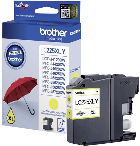 Brother inktcartridge, 1.200 pagina's, OEM LC-225XLY, geel