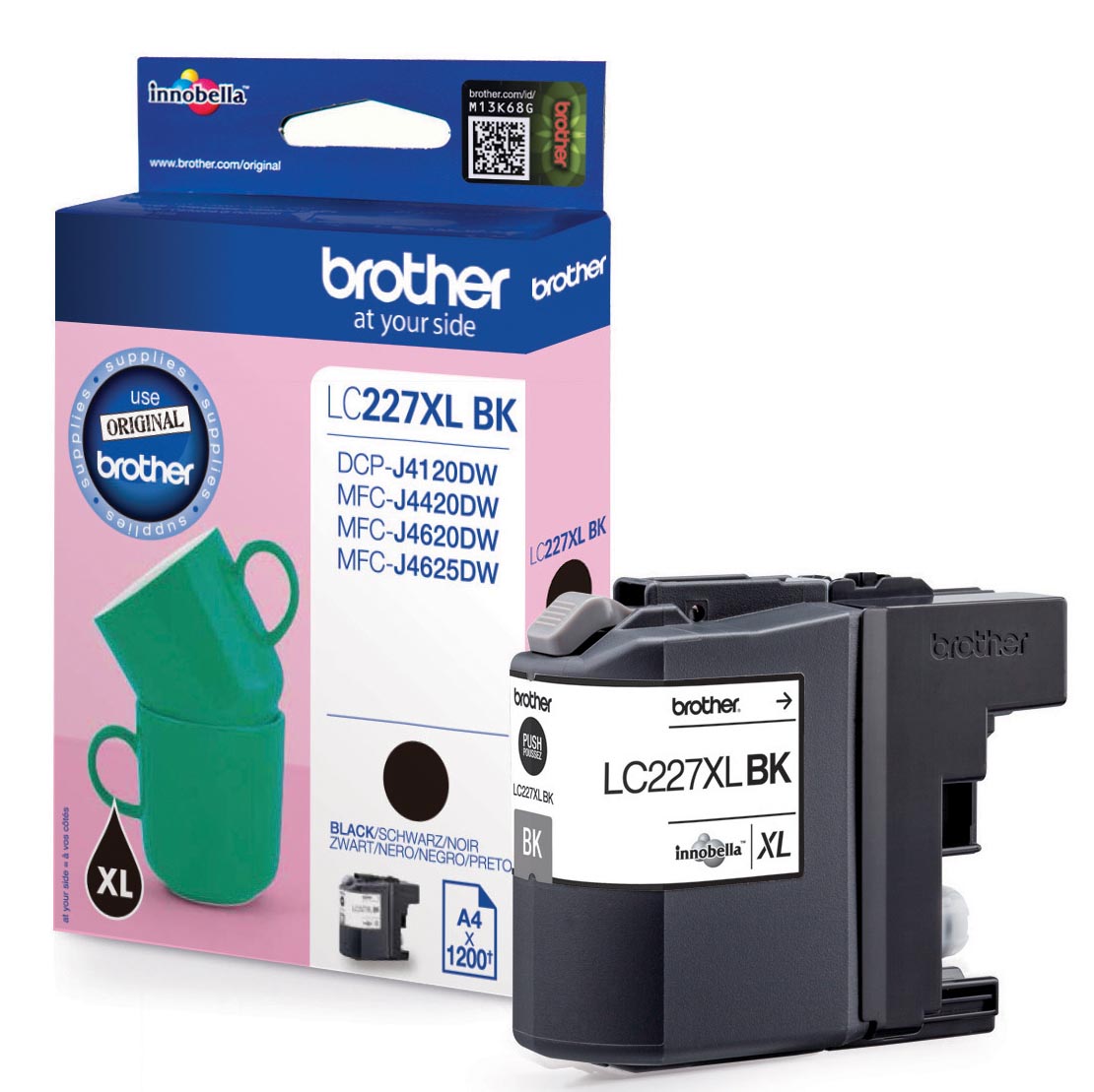 Brother inktcartridge, 1.200 pagina's, OEM LC-227XLBK, zwart, op blister Brother inktcartridge, 1.200 pagina's, OEM LC-227XLBK, zwart, op blister