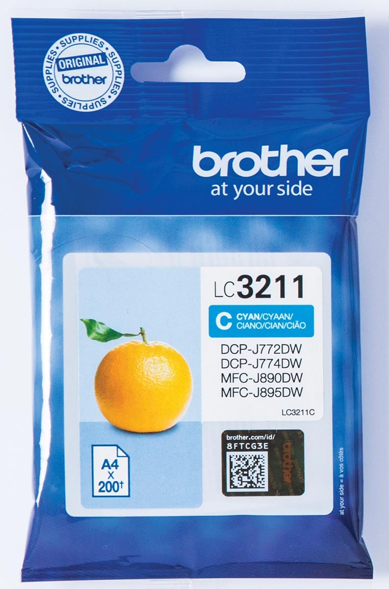 Brother inktcartridge, 200 pagina&apos;s, OEM LC-3211C, cyaan afbeelding