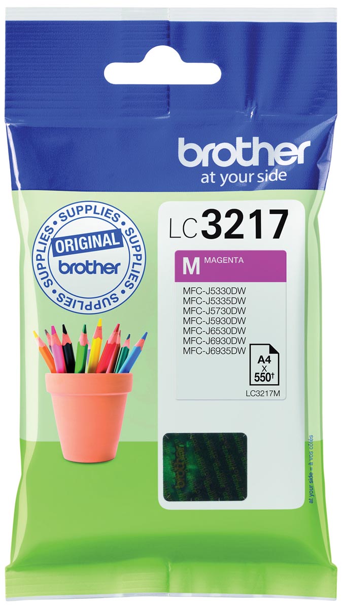 Brother inktcartridge, 550 pagina&apos;s, OEM LC-3217M, magenta afbeelding