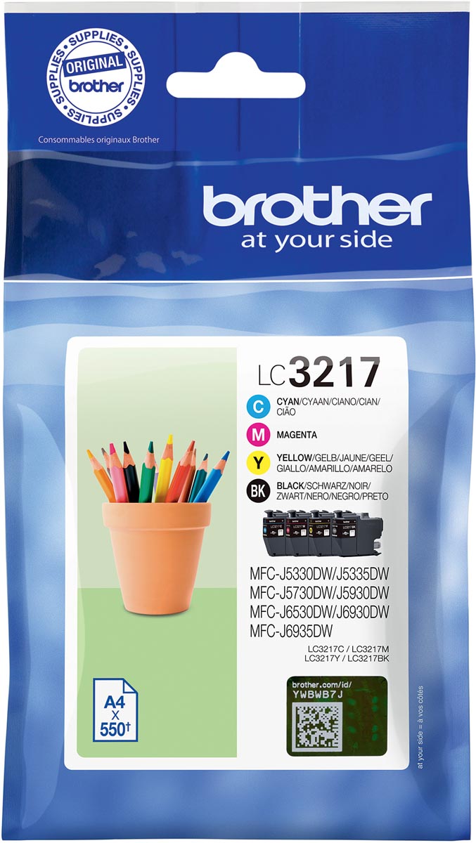 Brother inktcartridge, 550 pagina&apos;s, OEM LC-3217, 4 kleuren afbeelding