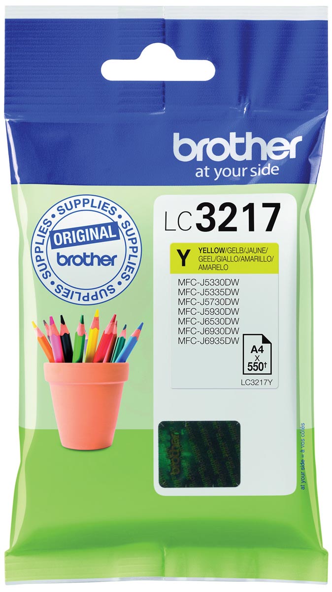 Brother inktcartridge, 550 pagina&apos;s, OEM LC-3217Y, geel afbeelding
