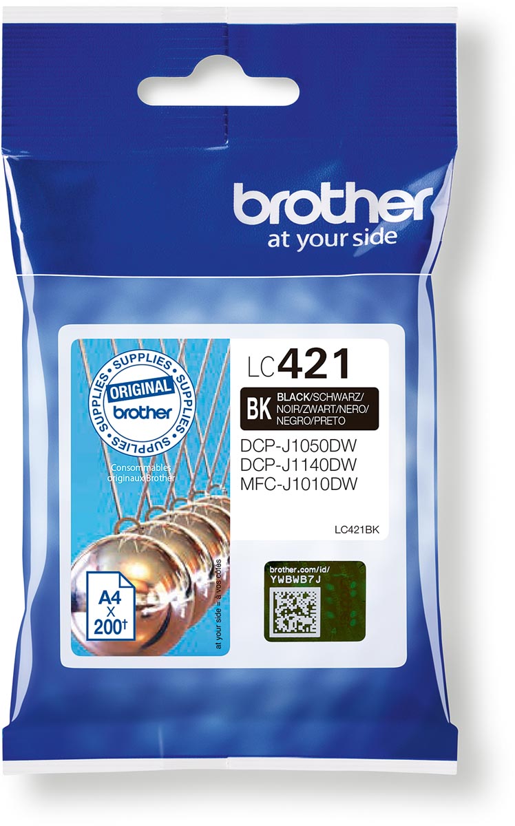 Brother inktcartridge, 200 pagina&apos;s, OEM LC-421BK, zwart afbeelding