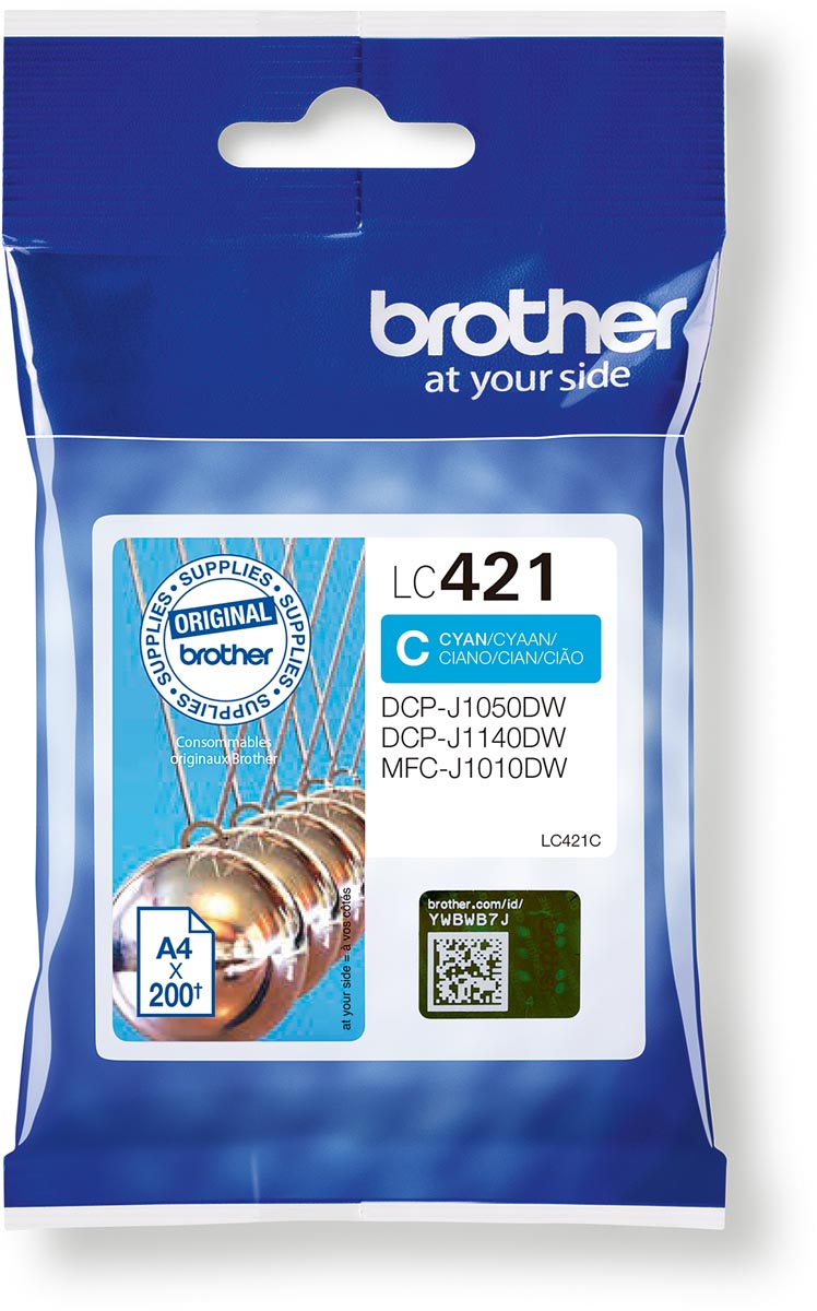 Brother inktcartridge, 200 pagina&apos;s, OEM LC-421C, cyaan afbeelding