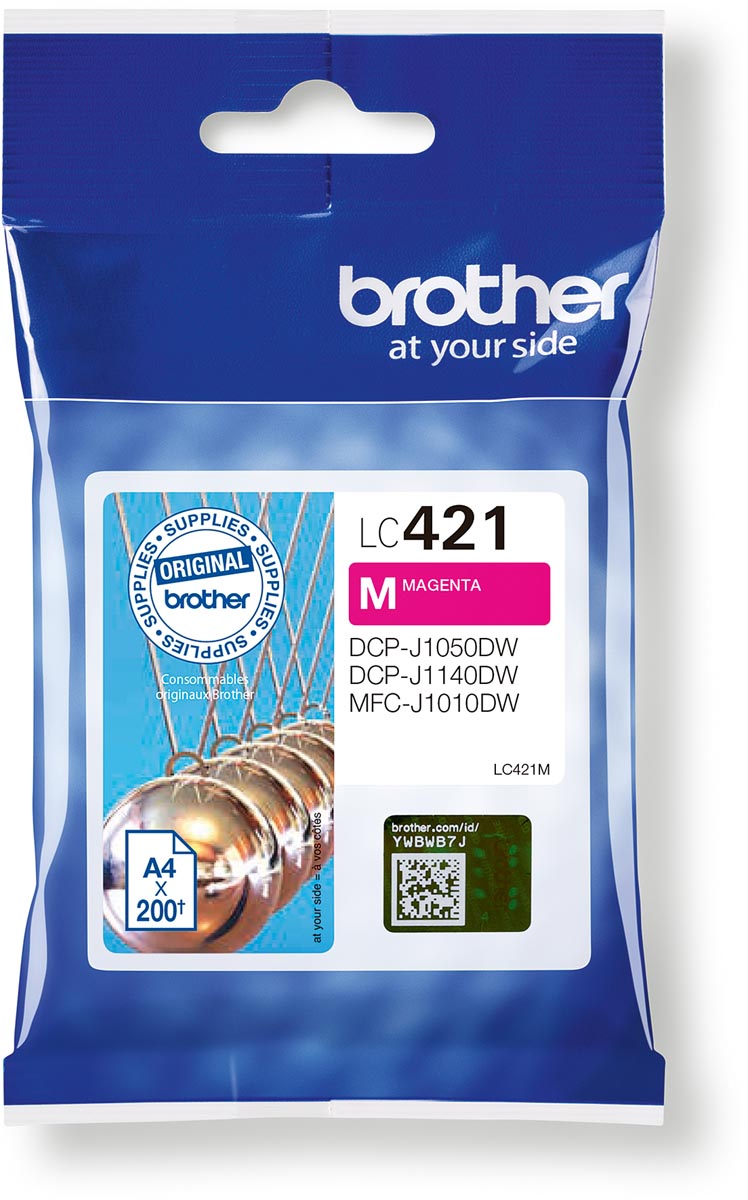 Brother inktcartridge, 200 pagina&apos;s, OEM LC-421M, magenta afbeelding