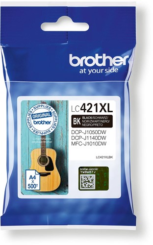 Brother cartouche d'encre,  500 pages, OEM LC-421XLBK, noir