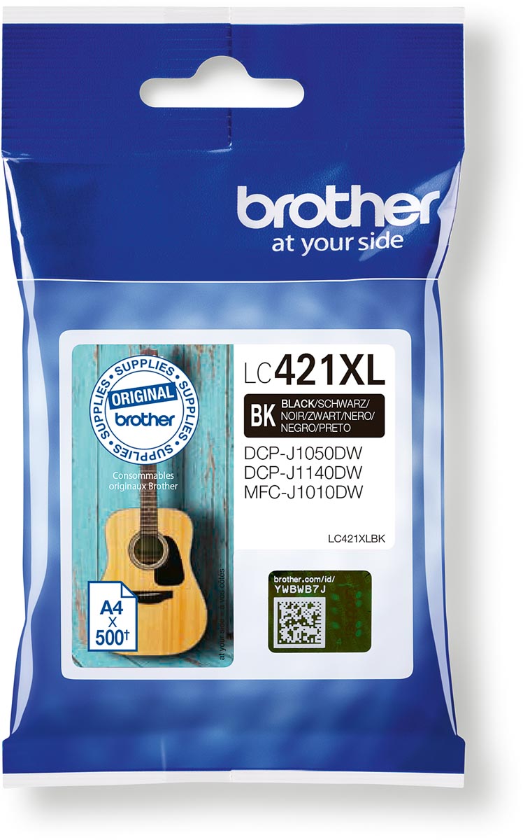 Brother inktcartridge, 500 pagina&apos;s, OEM LC-421XLBK, zwart afbeelding