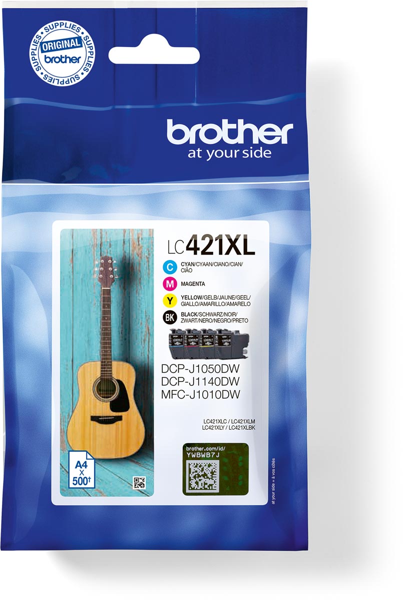 Brother inktcartridge, 500 pagina&apos;s, OEM LC-421XLVAL, 4 kleuren afbeelding
