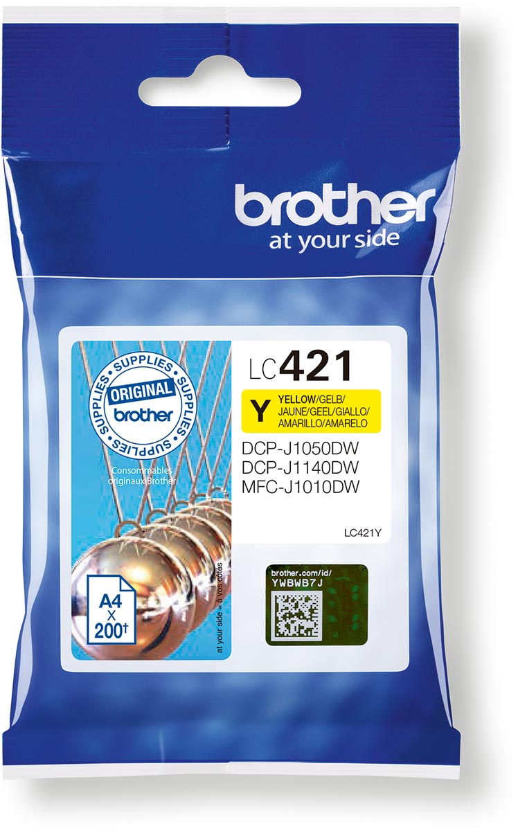 Brother inktcartridge, 200 pagina&apos;s, OEM LC-421Y, geel afbeelding