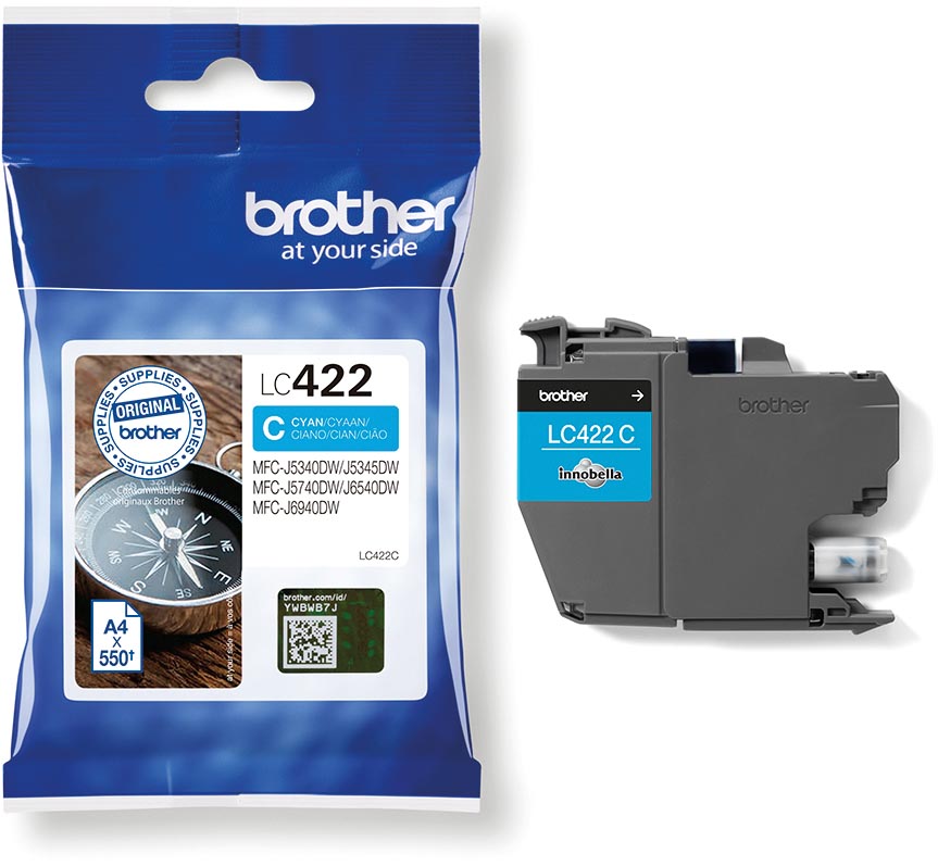 Brother inktcartridge, 550 pagina&apos;s, OEM LC-422C, cyaan
