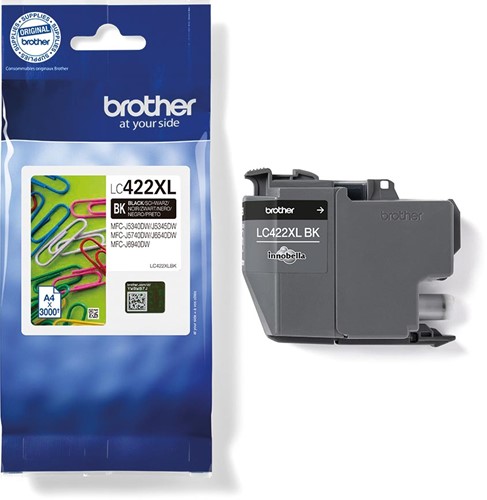 Brother inktcartridge, 3.000 pagina's, OEM LC-422XLBK, zwart