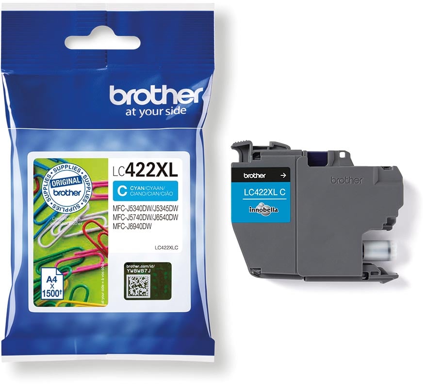 Brother inktcartridge, 1.500 pagina&apos;s, OEM LC-422XLC, cyaan afbeelding