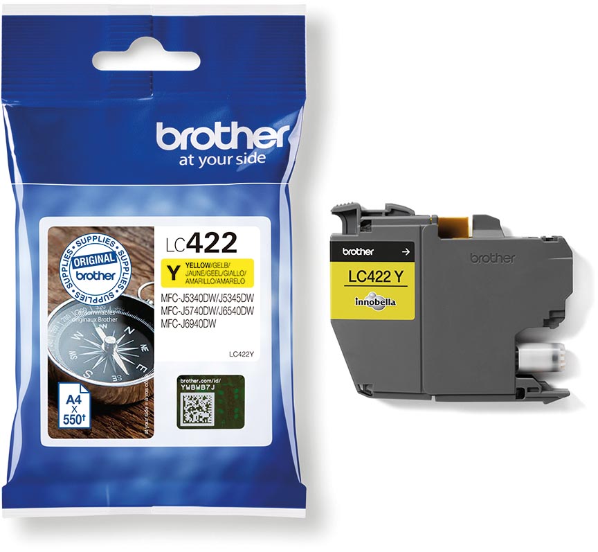 Brother inktcartridge, 550 pagina&apos;s, OEM LC-422Y, geel afbeelding