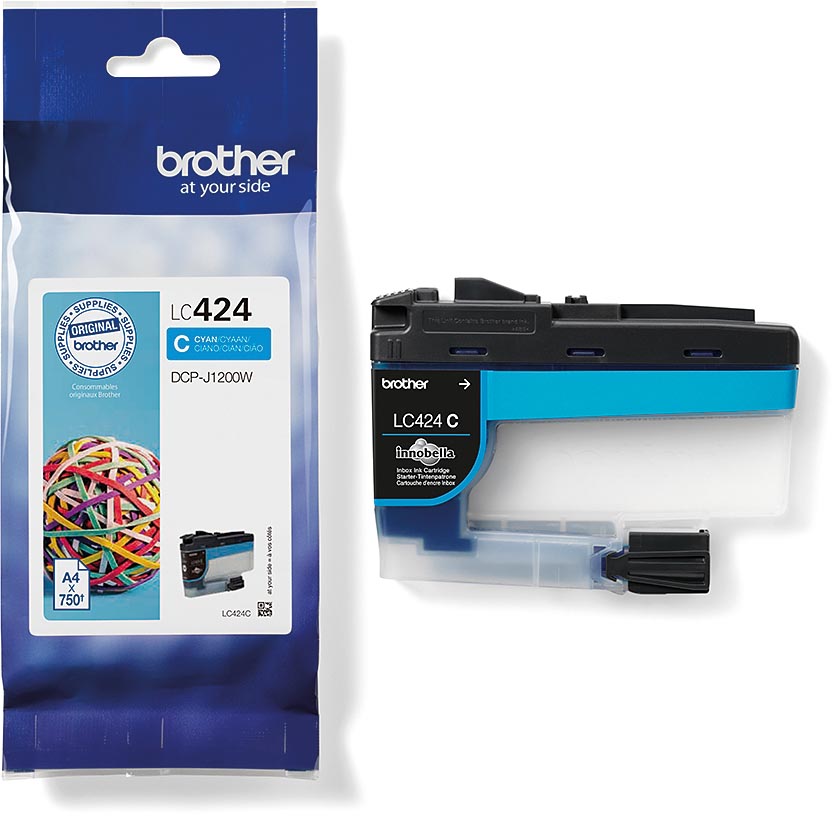 Brother inktcartridge, 750 pagina&apos;s, OEM LC-424C, cyaan afbeelding