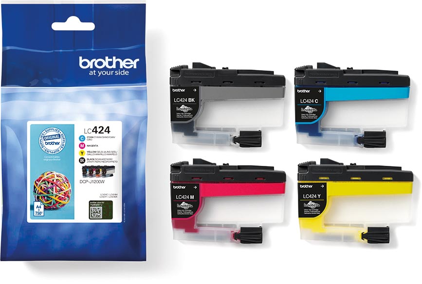 Brother inktcartridge, 750 pagina&apos;s, OEM LC-424VAL, 4 kleuren afbeelding