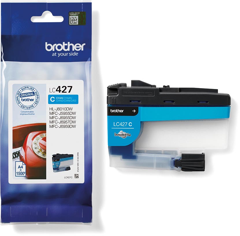 Brother inktcartridge, 1.500 pagina&apos;s, OEM LC-427C, cyaan afbeelding