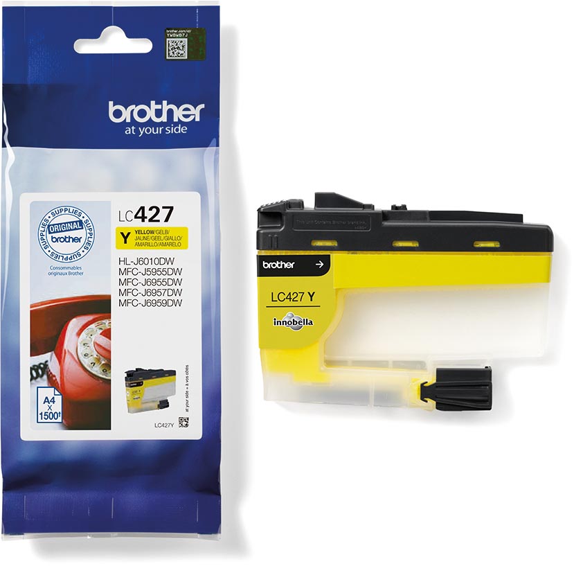 Brother inktcartridge, 1.500 pagina&apos;s, OEM LC-427Y, geel afbeelding
