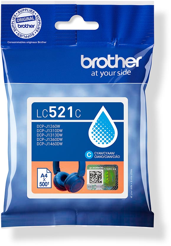 Brother inktcartridge, 500 pagina's, OEM LC-521C, cyaan