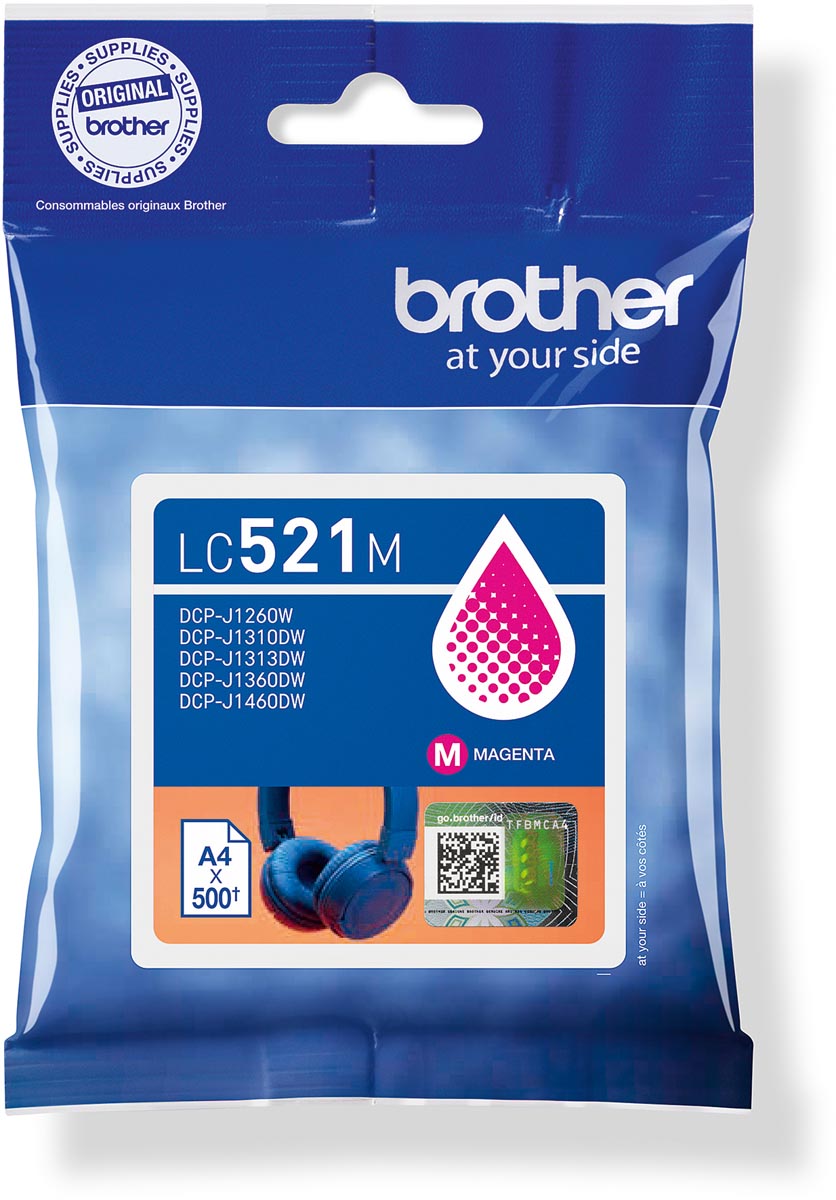 Brother inktcartridge, 500 pagina's, OEM LC-521M, magenta