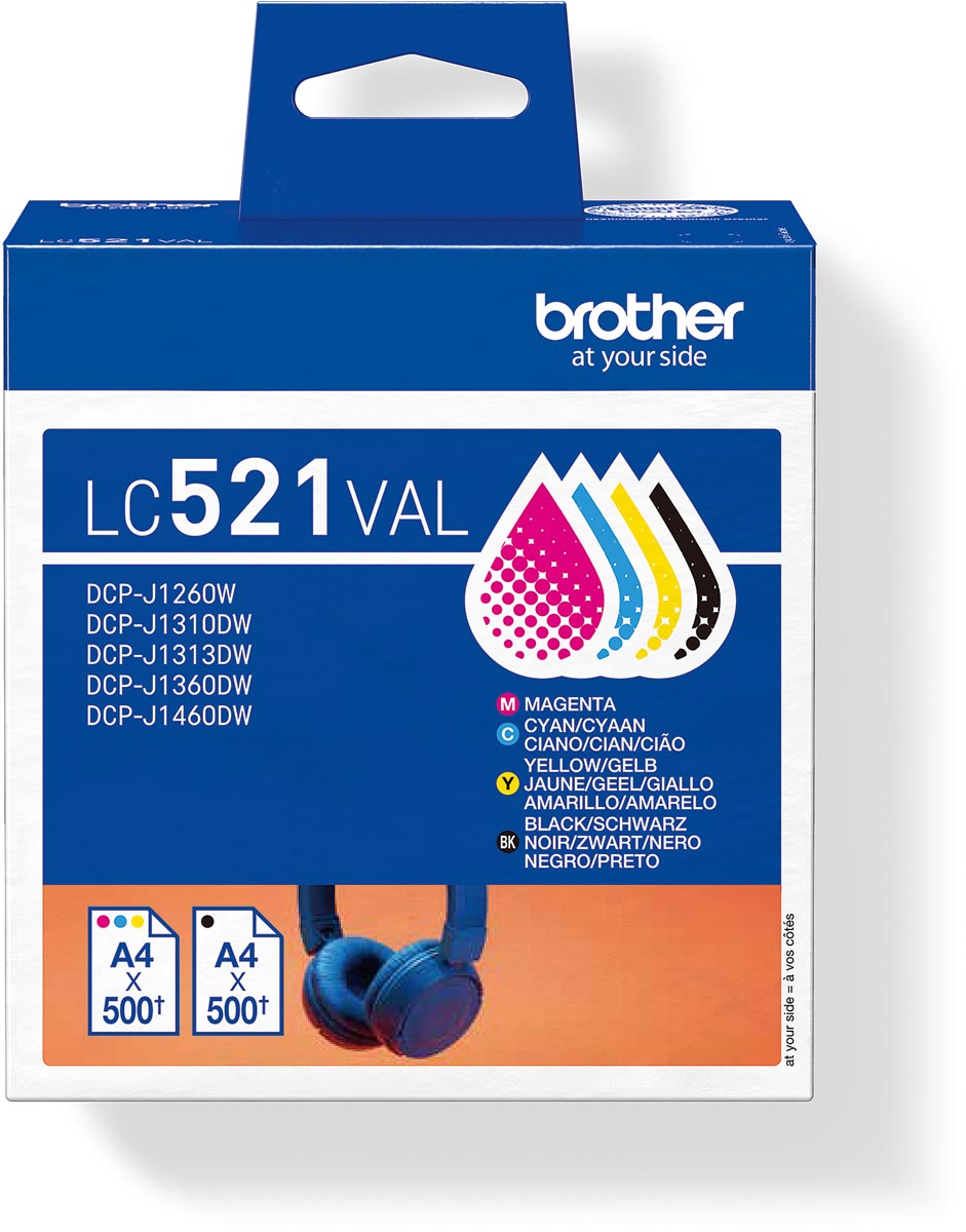 Brother inktcartridge, 500 pagina's, OEM LC-521VAL, 4 kleuren