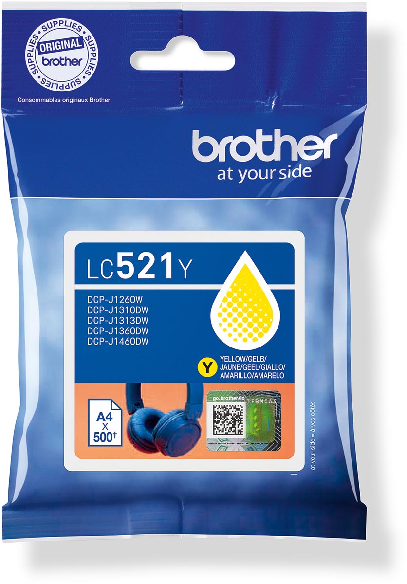 Brother inktcartridge, 500 pagina's, OEM LC-521Y, geel