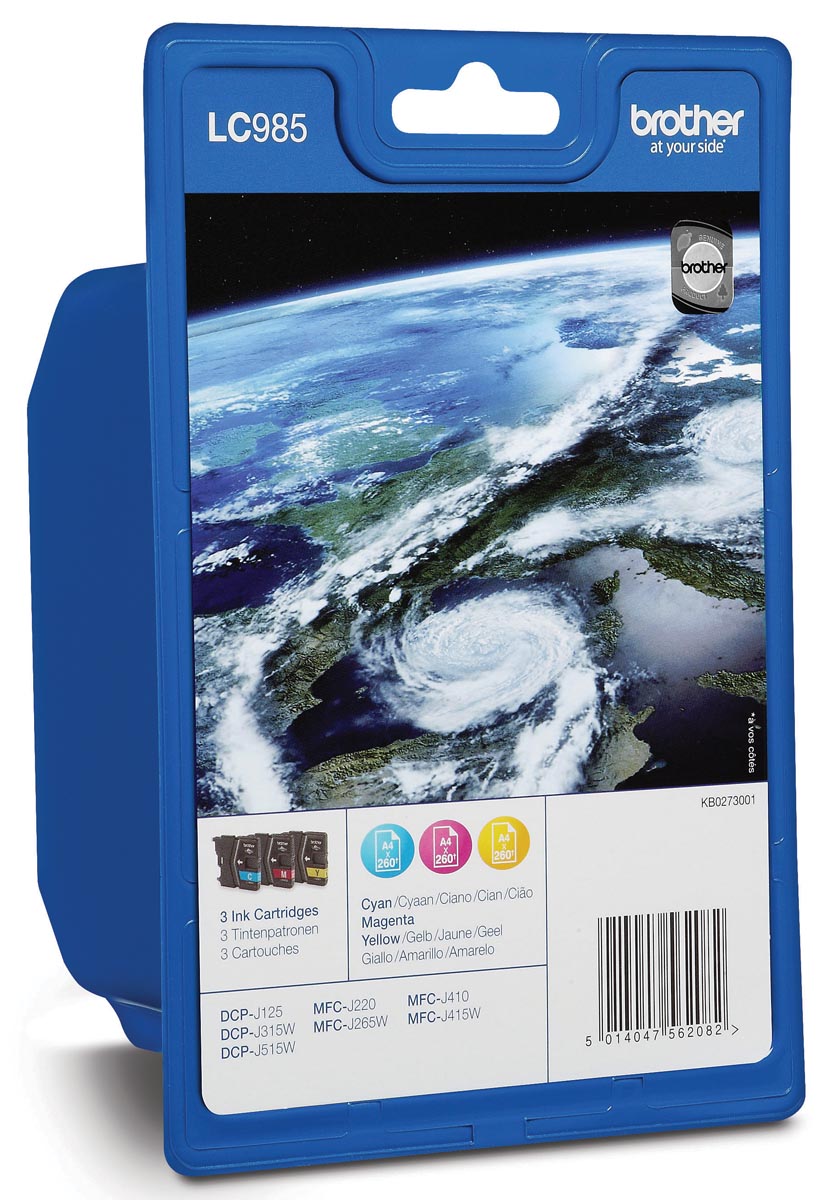 Brother inktcartridge 3 kleuren, 260 pagina's, OEM LC-985RBWBP