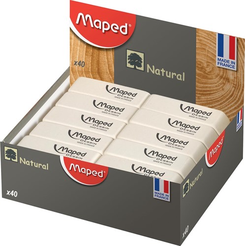 Maped gomme Dessin, medium, blanc, boîte de 40 pièces