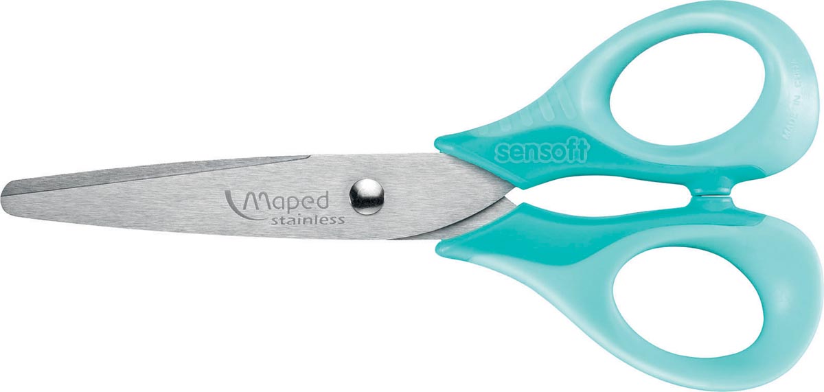 Maped schaar Sensoft 13 cm, voor rechtshandigen, met afgeronde punt