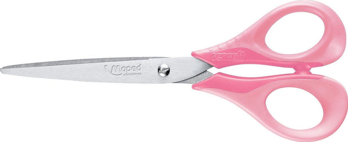 Ciseaux Scolaires Maped Essentials 16 Cm - Lames Inox, Couleur Aléatoire (bleu, Violet, Turquoise)