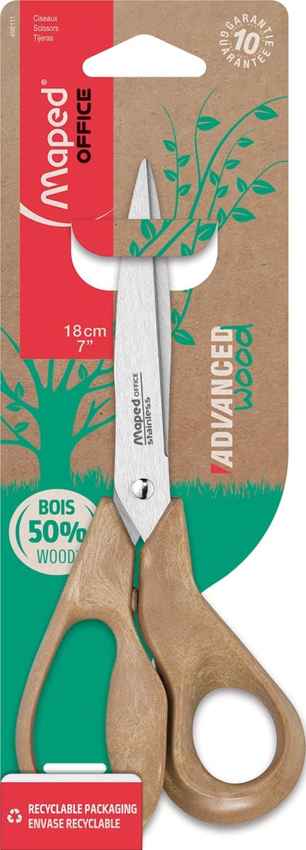 Maped Office Advanced Wood schaar, 18 cm, asymmetrisch Maped Office Advanced Wood schaar, 18 cm, asymmetrisch