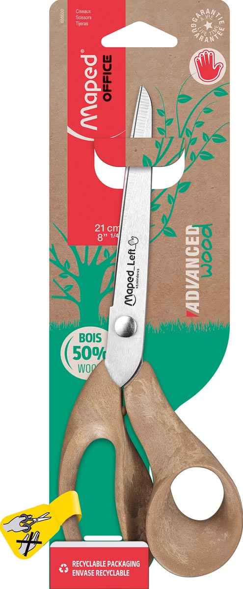 Maped schaar Advanced Wood 21 cm, asymmetrische ogen, voor linkshandigen