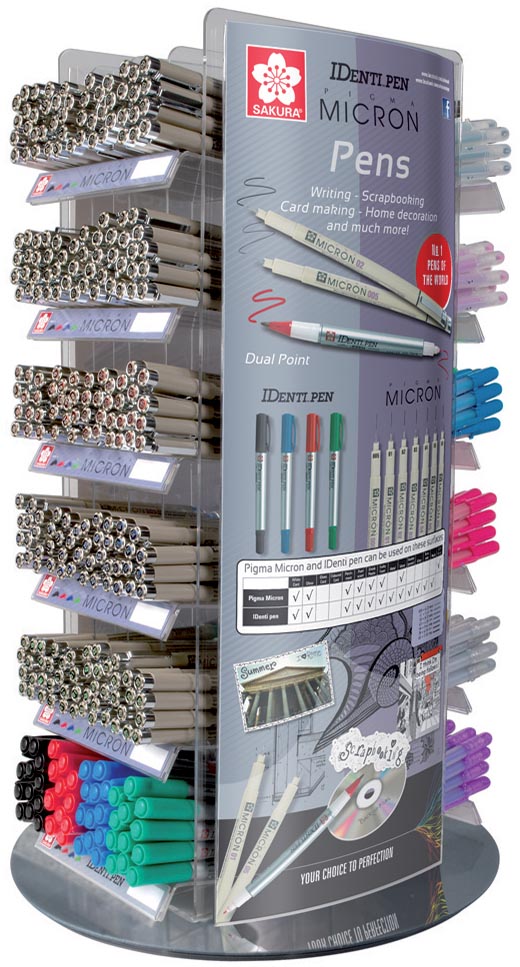 Sakura Gelly Roll, Pigma Micron en Identi Pen, modulair display van 576 stuks