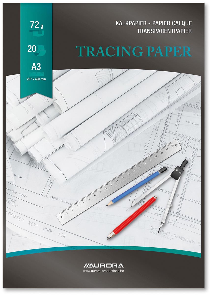 Aurora millimeterpapier, ft A3, blok van 50 vel