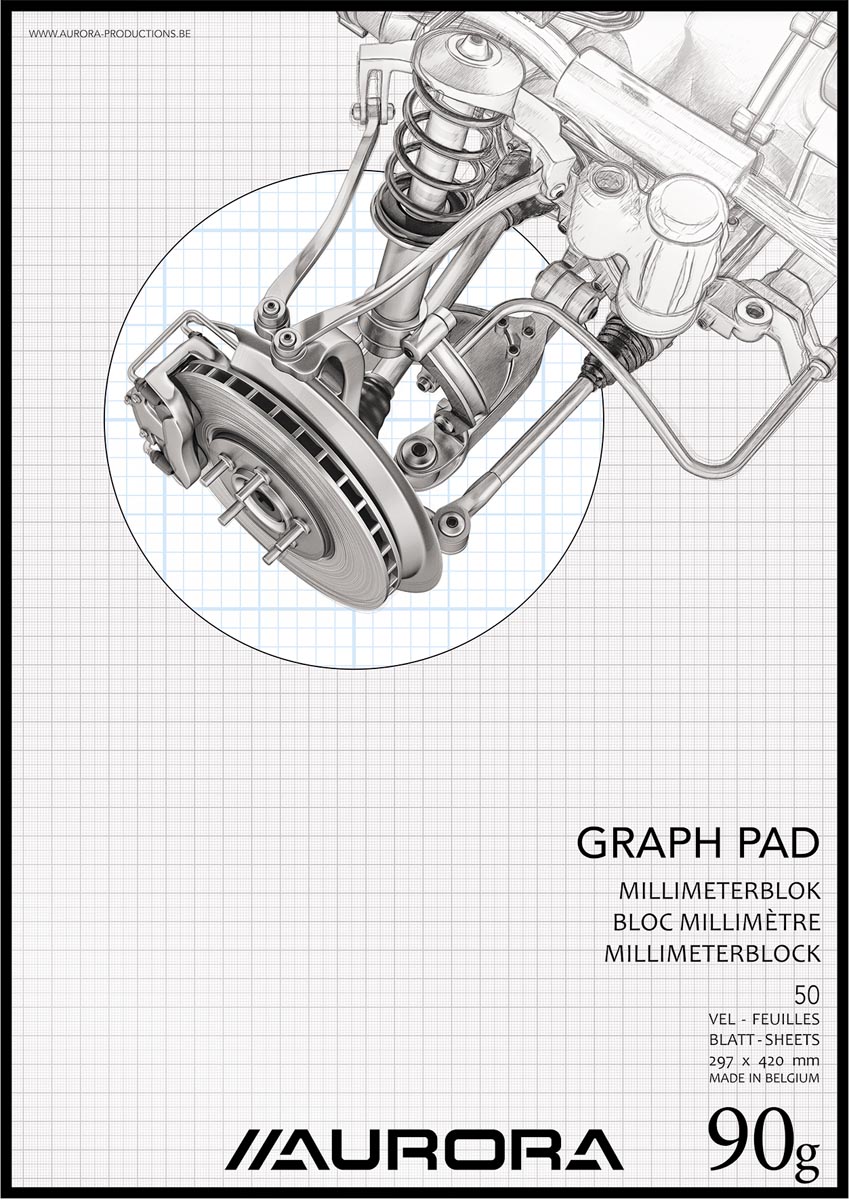 Afbeelding van Aurora millimeterpapier, ft A3, blok van 50 vel