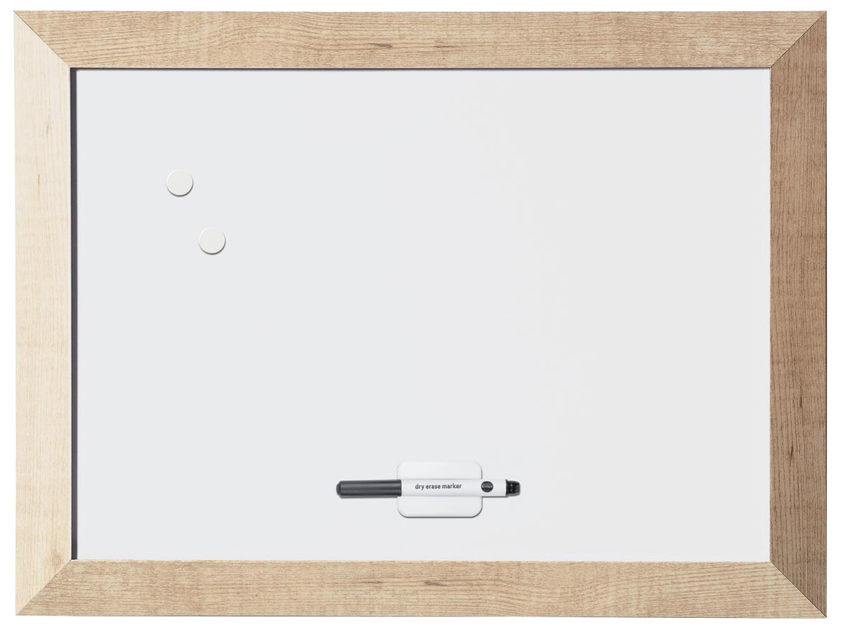 Tableau Blanc Magnétique Avec Cadre Bois - 30x40 Cm Effaçable à Sec - Pour Bureau, École, Maison