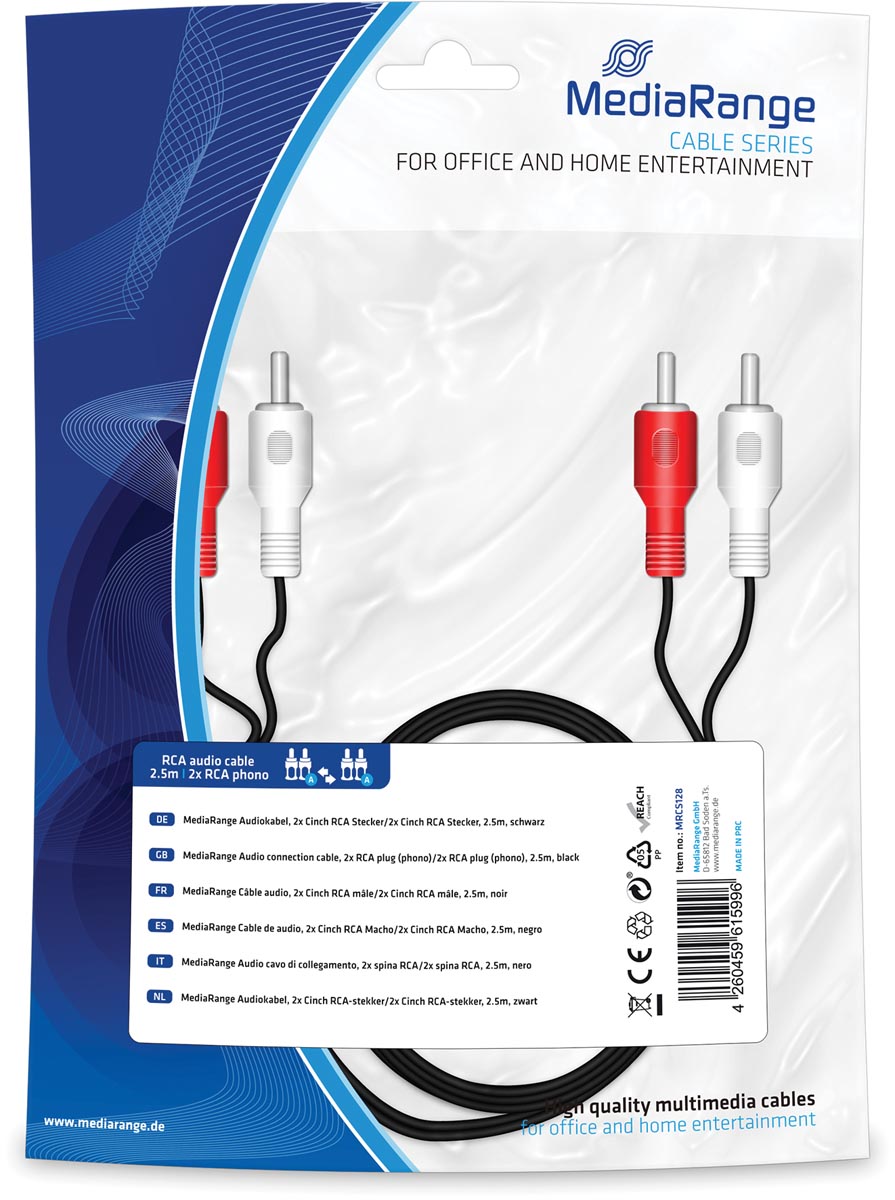 Audiokabel, 2x Cinch RCA-stekker/2x Cinch RCA-stekker